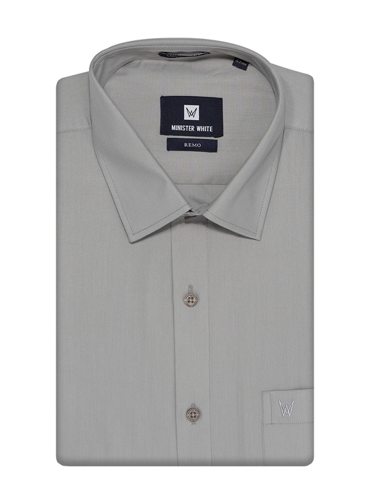 Mens Cotton Regular Fit Steel Colour Shirt Remo by Minister White