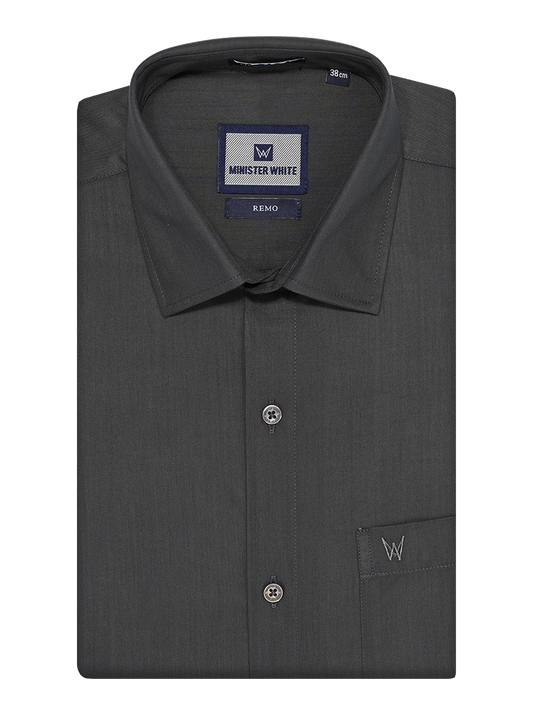 Mens Cotton Regular Fit Charcoal Colour Shirt Remo by Minister White