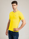 Men's Yellow Regular Fit V-Neck T-Shirt Caliber