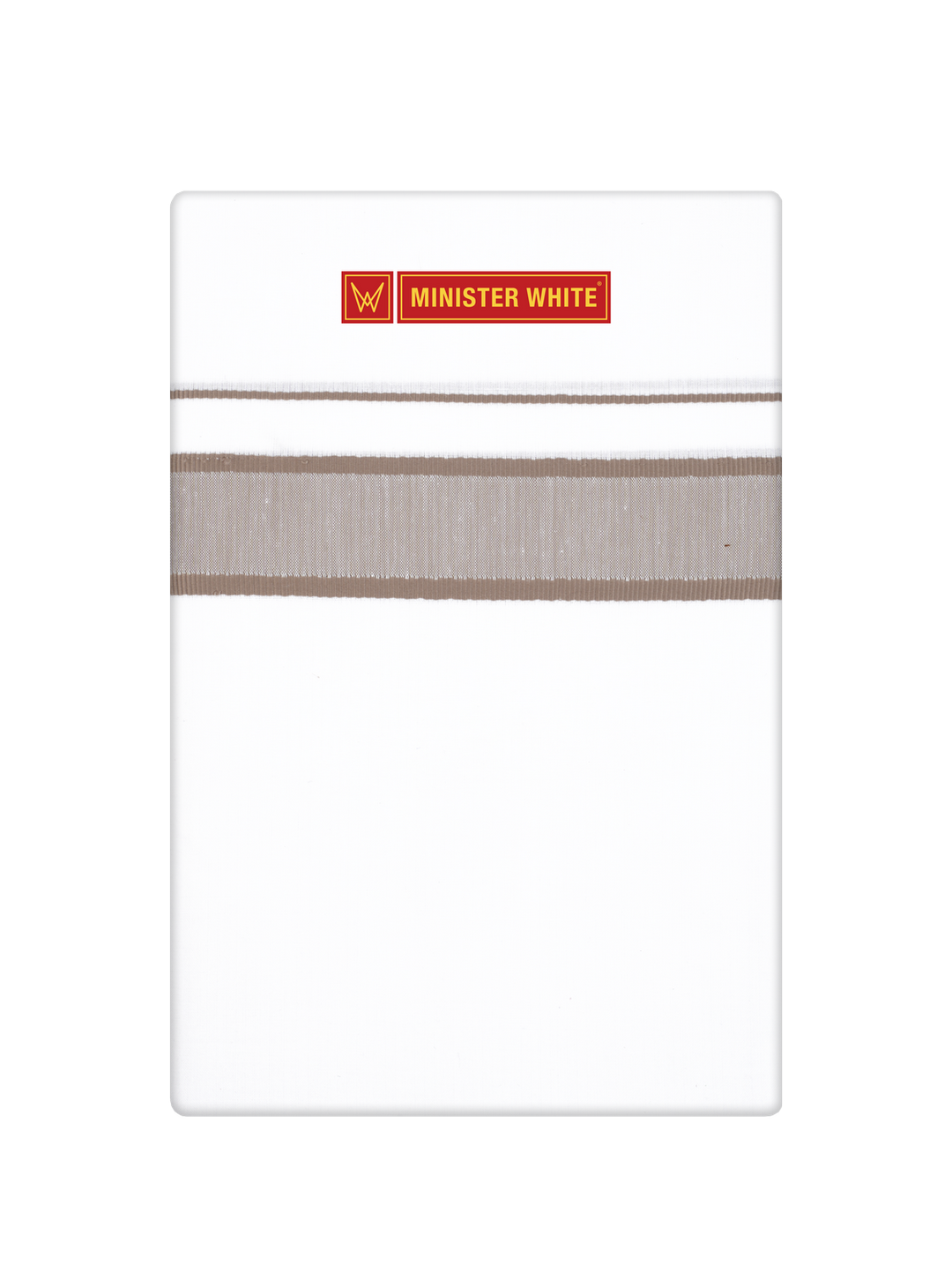 Men’s White Cotton Single Layer Dhoti with Light Brown Fancy Border True Value