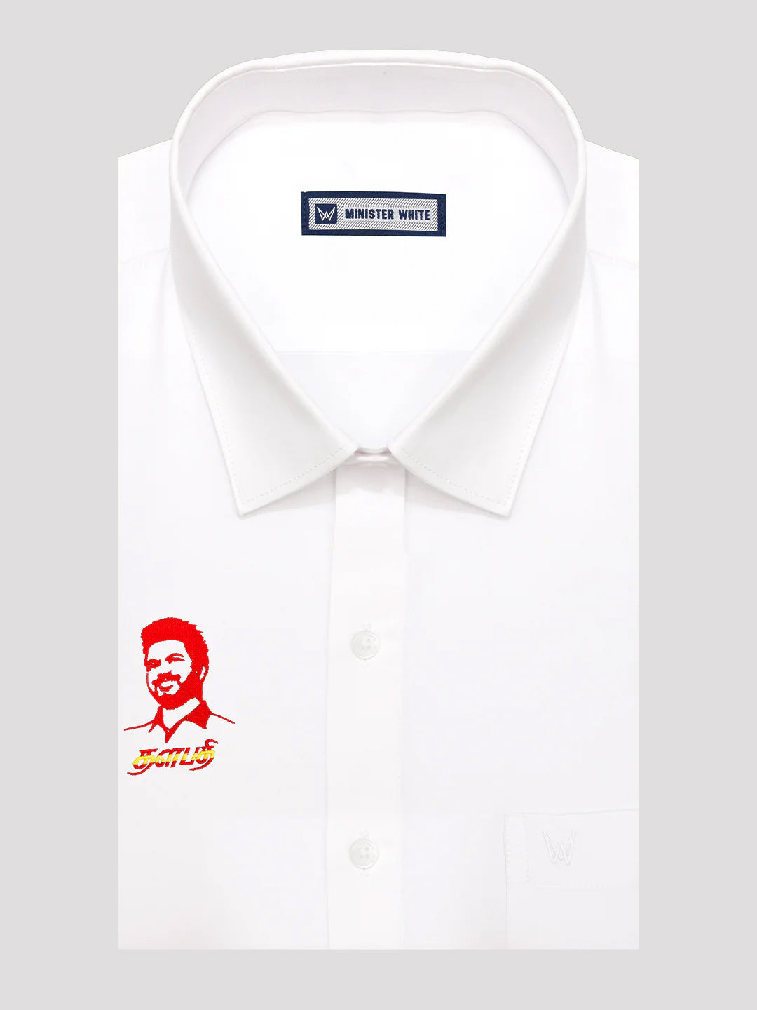 Men's White Blended Cotton Regular Fit TVK Vijay Printed Shirt