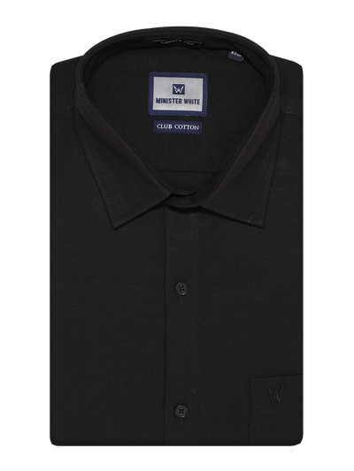 Mens Cotton Black Shirt with Matching Border Dhoti Combo