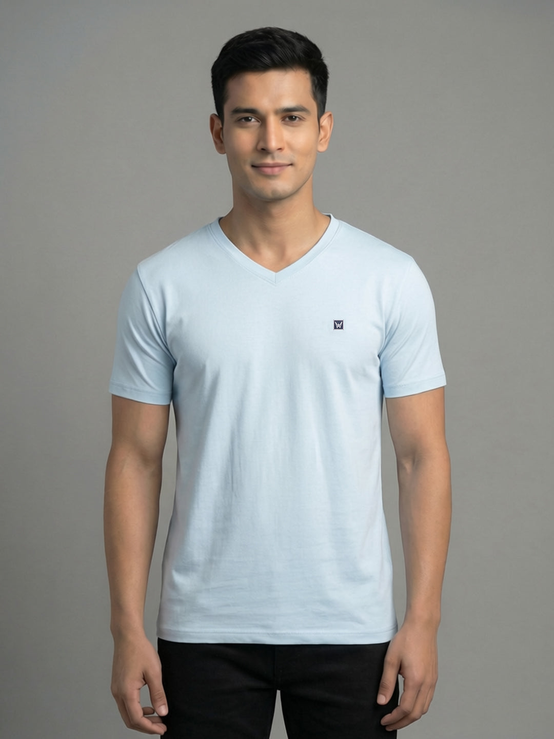 Men's White Regular Fit V-Neck T-Shirt Caliber