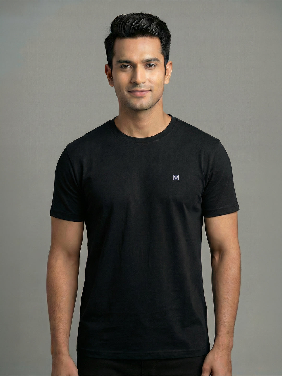 Men's Black Regular Fit Round Neck T-Shirt Crisper