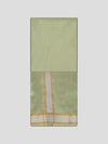 Men's Premium Art Silk Pista Green Shirt Bit with Gold and Silver Jari Border Dhoti Combo Cherished Moments