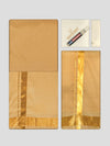 Men's Premium Art Silk Medium Gold Shirt Bit with Gold Jari Border Dhoti Towel Combo Wedding Wonders