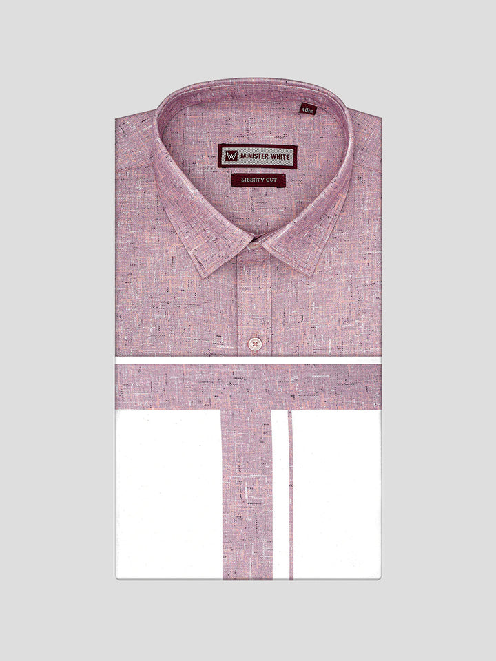 Men's Rose Color Digital Printed Shirt with Matching Printed Border Dhoti Combo Varnam