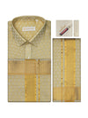 Mens Art Silk Jacquard Fawn Full Sleeves Shirt with 2 1/2