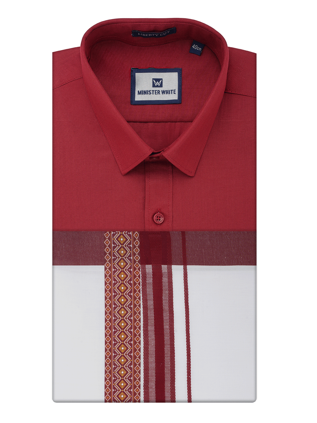 Men's Cotton Maroon Matching Shirt with Fancy Printed Border Dhoti Combo Luster Trend