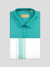 Men's Teal Color Shirt with Matching Fancy Printed Border Dhoti Combo Casper Trends