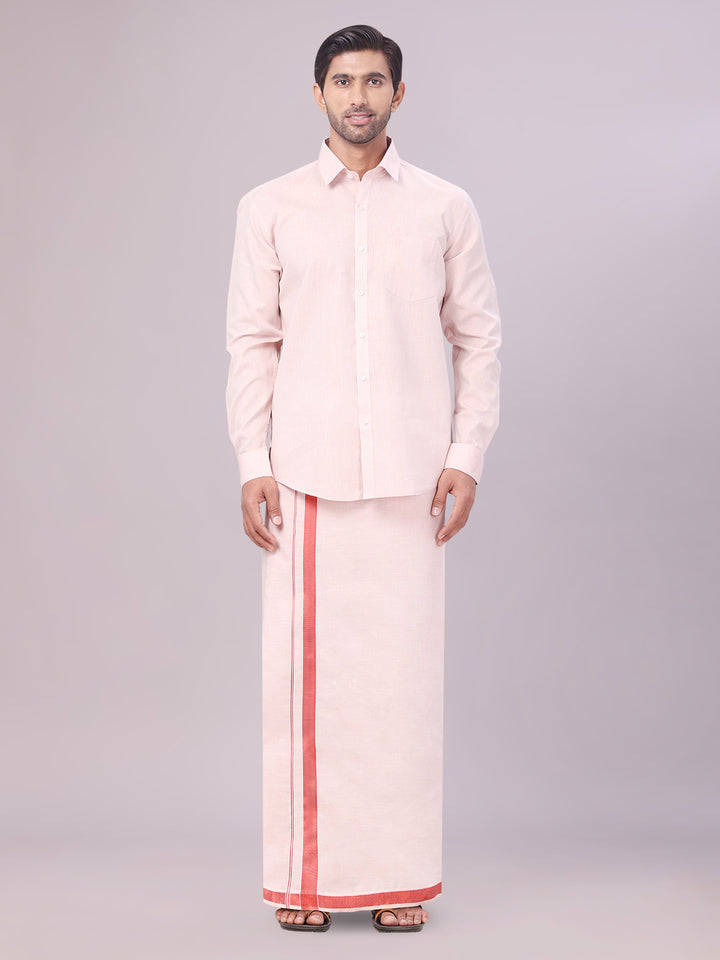 Men's Tissue Maroon Colour Dhoti Shirt Wedding Combo Maverick