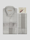 Men's Art Silk Off White Jacquard Full Sleeves Shirt with 2 1/2