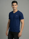 Men's Navy Regular Fit V-Neck T-Shirt Caliber