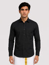 Mens Cotton Regular Fit Black Colour Shirt Saranam
