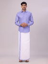 Mens Cotton Light Purple Matching Shirt and Dhoti Combo Luster
