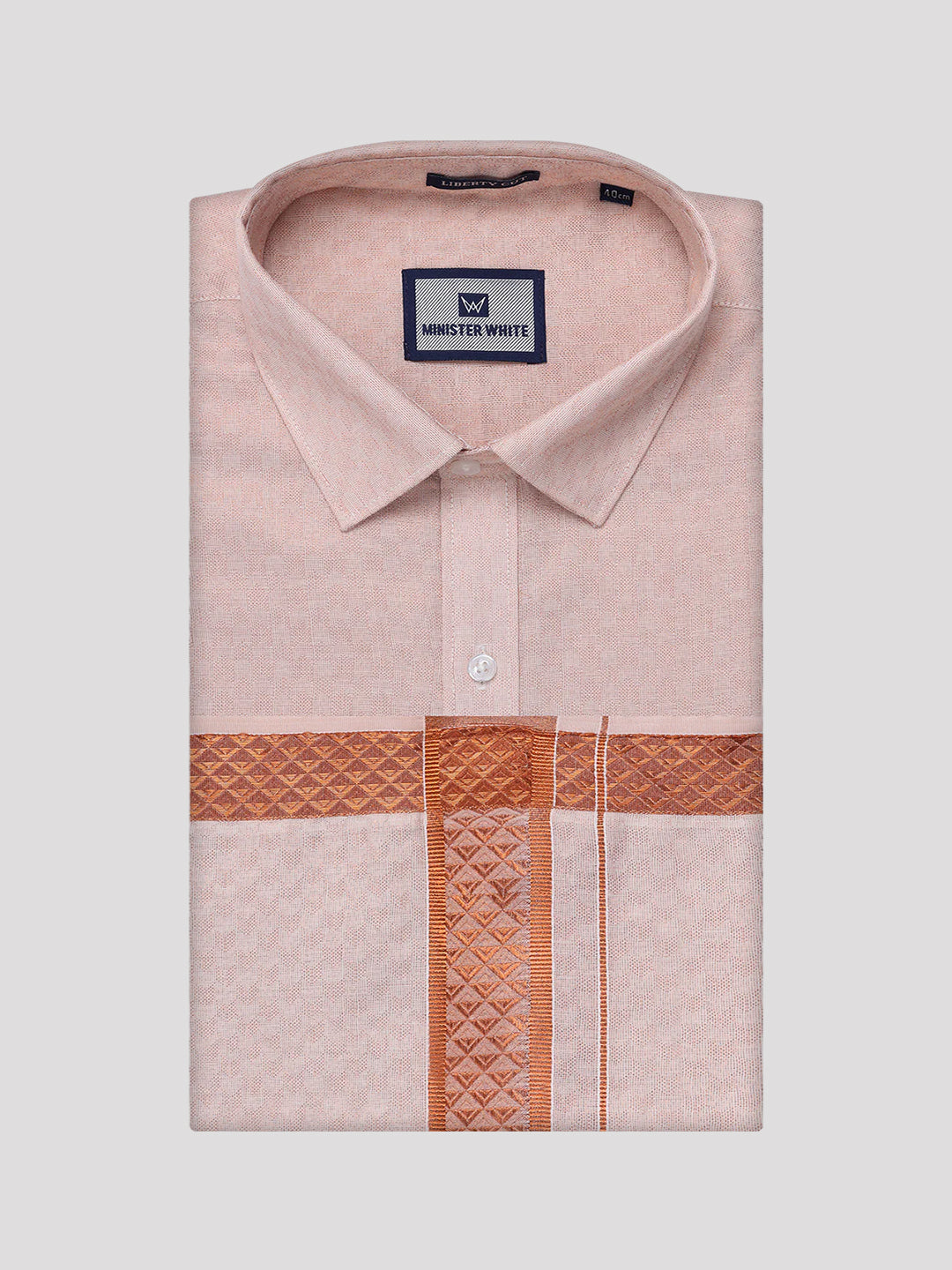 Men's Copper Tissue Jacquard Shirt with Matching Dhoti Combo Zeebra