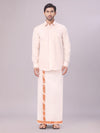 Men's Tissue Copper Color Flexi Dhoti Shirt Wedding Combo Maverick Flexi