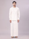 Men's Tissue Silver Color Flexi Dhoti Shirt Wedding Combo Maverick Flexi
