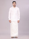 Men's Art Silk Off White Full Sleeves Shirt with 2 1/2