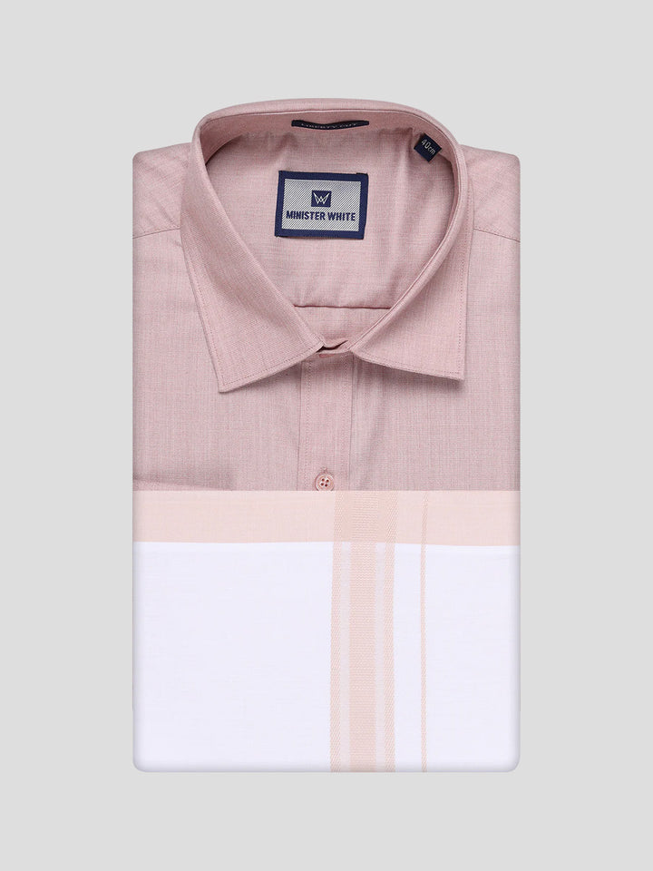 Men's Cotton Beige Matching Shirt and Dhoti Combo Luster