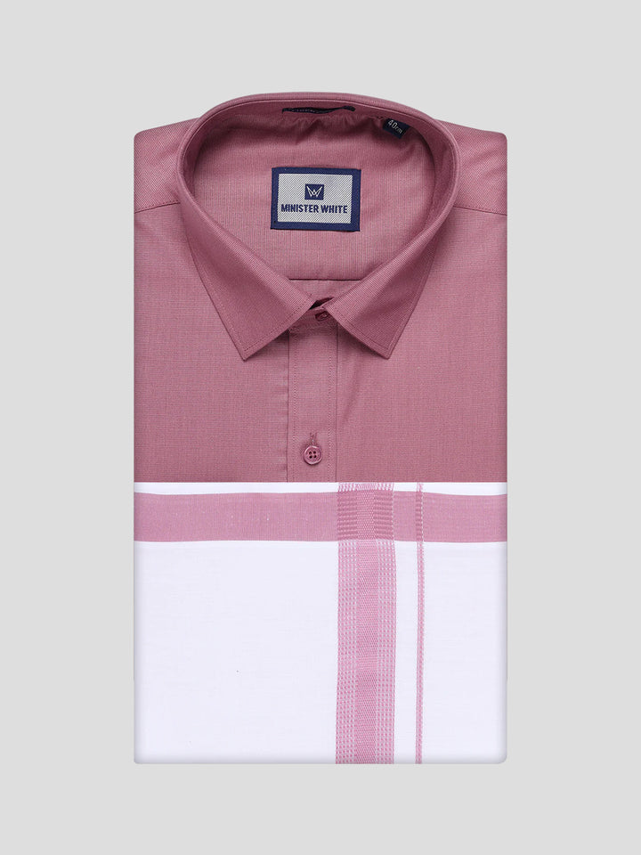 Mens Cotton Dark Pink Matching Shirt and Dhoti Combo Luster