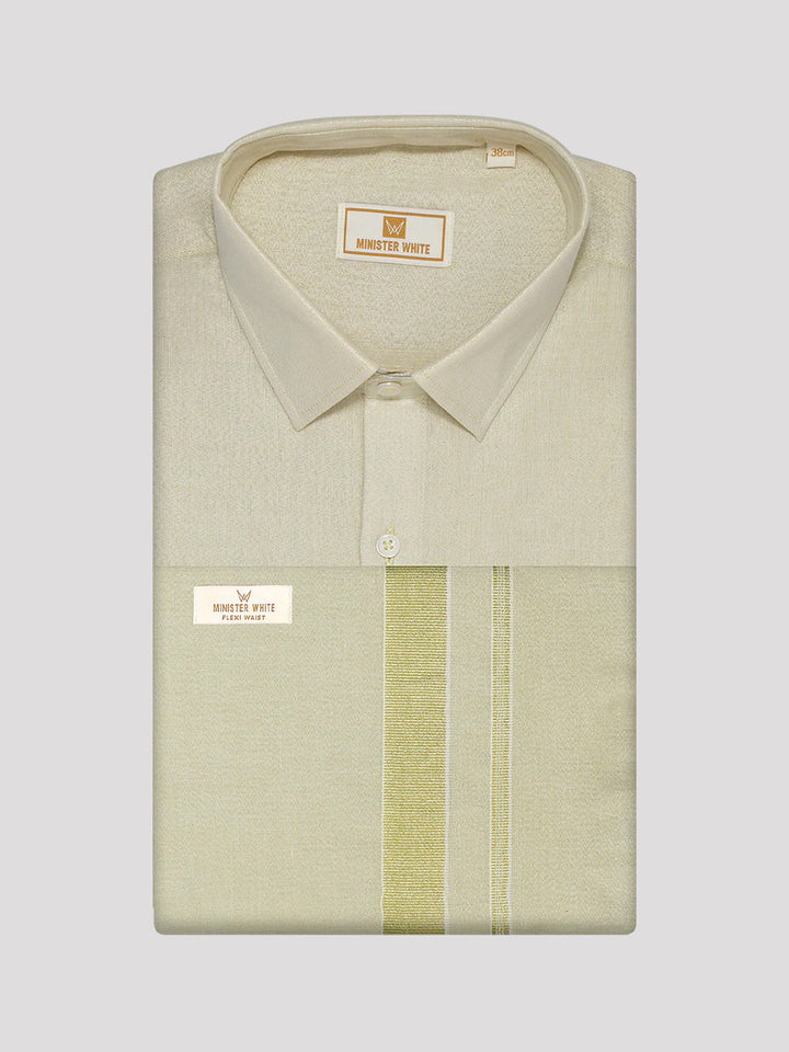 Men's Tissue Brass Color Flexi Dhoti Shirt Wedding Combo Maverick Flexi