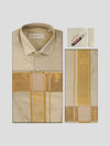 Men's Art Silk Medium Gold Jacquard Full Sleeves Shirt with 3