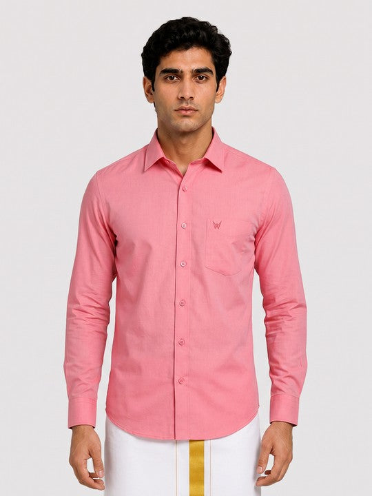 Mens Cotton Regular Fit Pink Colour Shirt Divine Touch