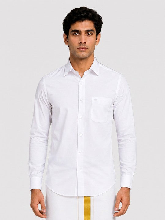 Mens Cotton Smart Fit White Shirt Eldee