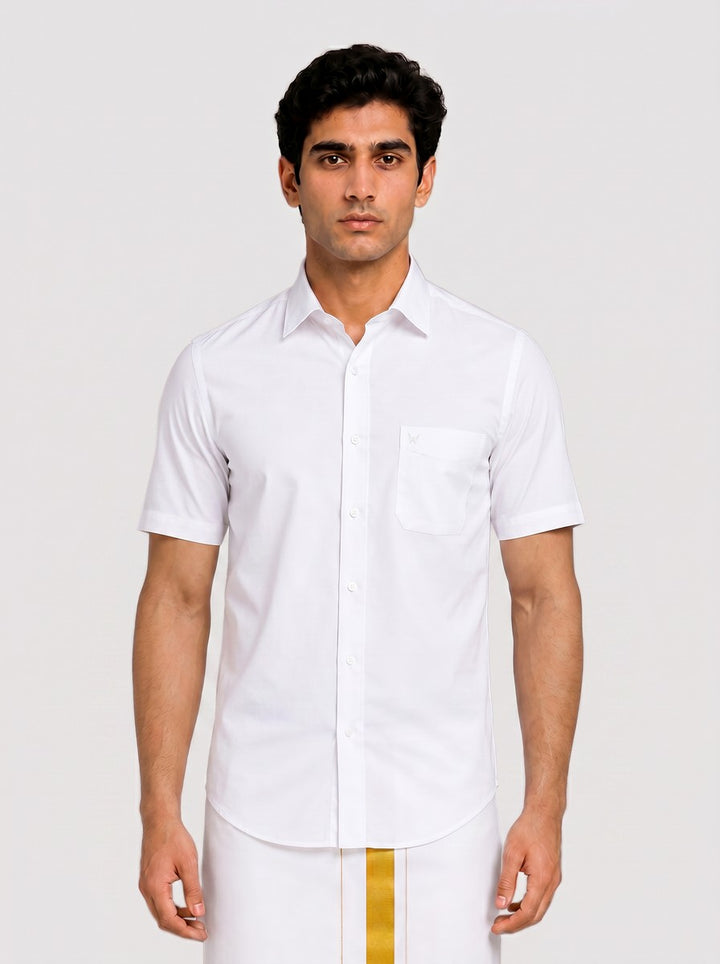Mens Cotton Smart Fit White Shirt Thunder