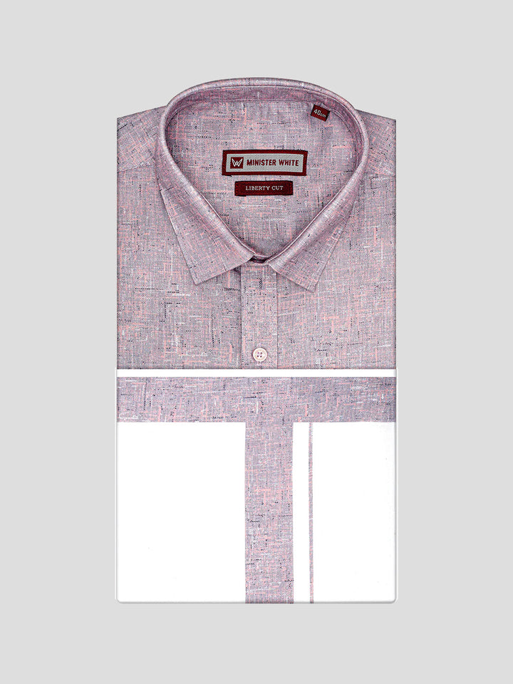 Men's Mauve Color Digital Printed Shirt with Matching Printed Border Dhoti Combo Varnam