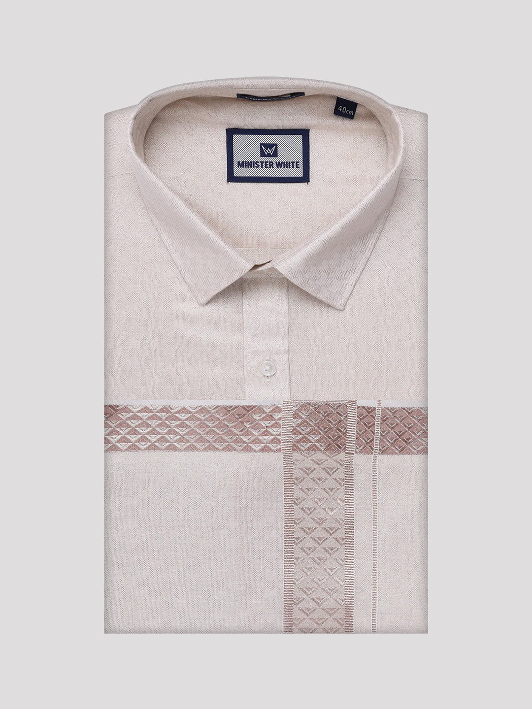 Men's Almond Tissue Jacquard Shirt with Matching Dhoti Combo Zeebra