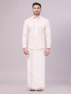 Mens Light Rose Colour Jacquard Shirt with Matching Dhoti Combo Zeebra