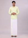 Mens Cotton Light Green Matching Shirt and Dhoti Combo Luster