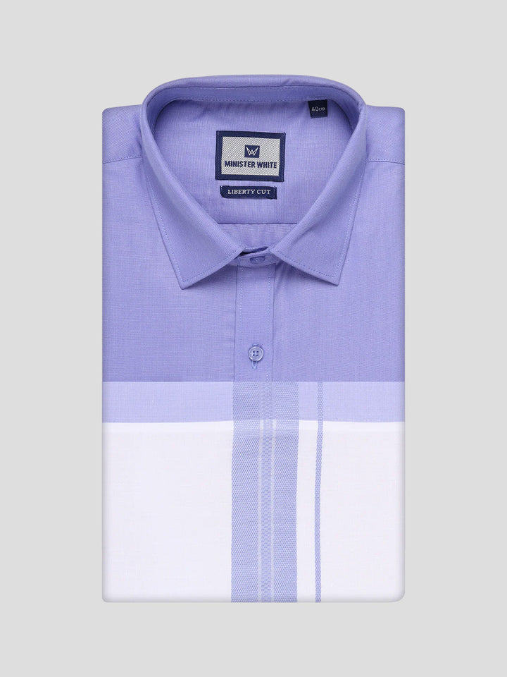 Mens Cotton Light Purple Matching Shirt and Dhoti Combo Luster