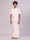 Boys Tissue Light Copper Colour Shirt with Dhoti Combo Ambitious Boy