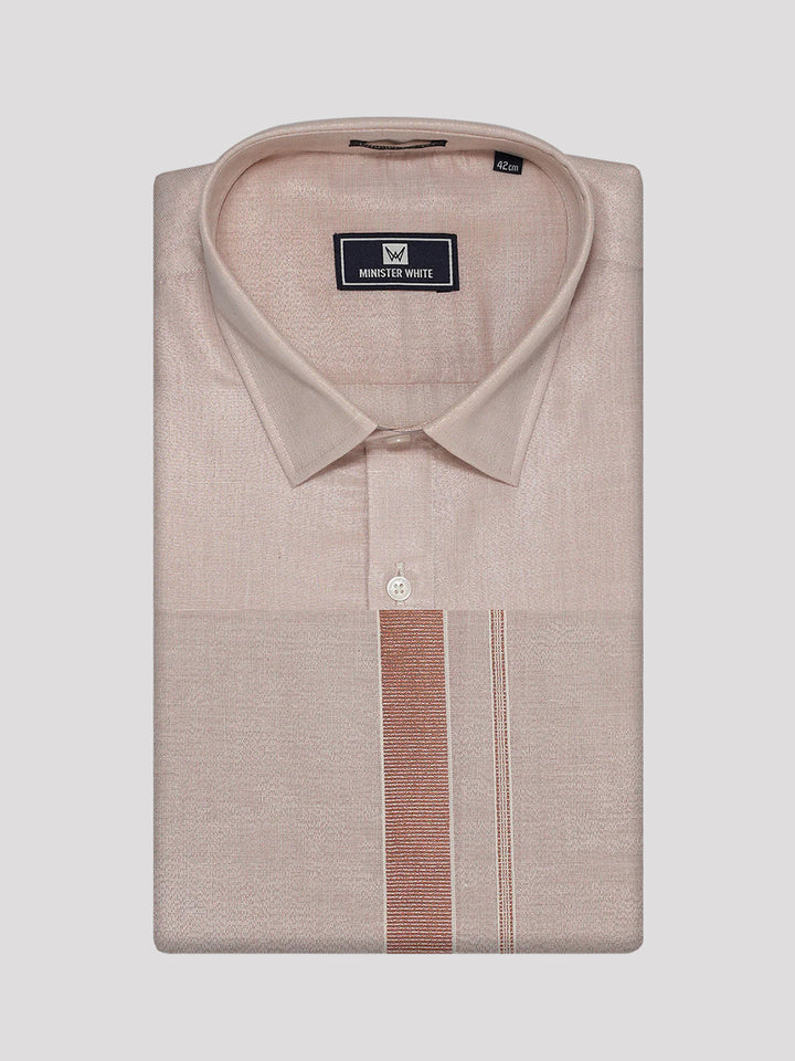 Men's Tissue Copper Color Dhoti Shirt Wedding Combo Maverick