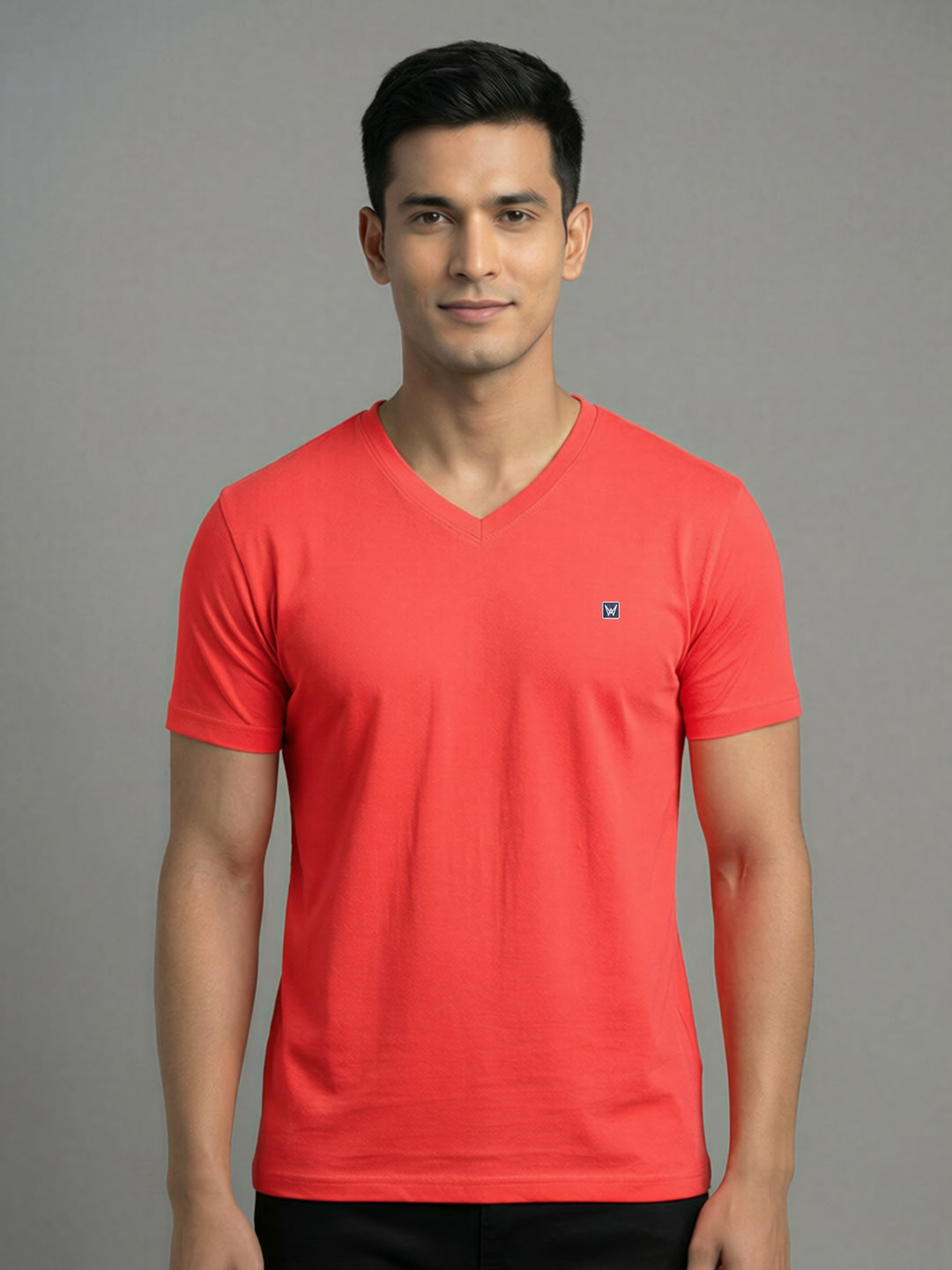 Men's Coral Regular Fit V-Neck T-Shirt Caliber