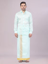 Mens Art Silk Mint Full Sleeves Shirt with 2 1/2