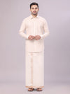 Mens Tissue Light Copper Shirt with Jacquard Fancy Border Flexi Dhoti Wedding Combo Nios