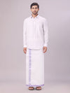 Mens Lavender Tissue Jacquard Shirt with Matching Dhoti Combo Zeus
