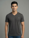 Men's Regular Fit V-Neck Dark Grey T-Shirt Caliber