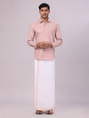 Men's Cotton Beige Matching Shirt and Dhoti Combo Luster