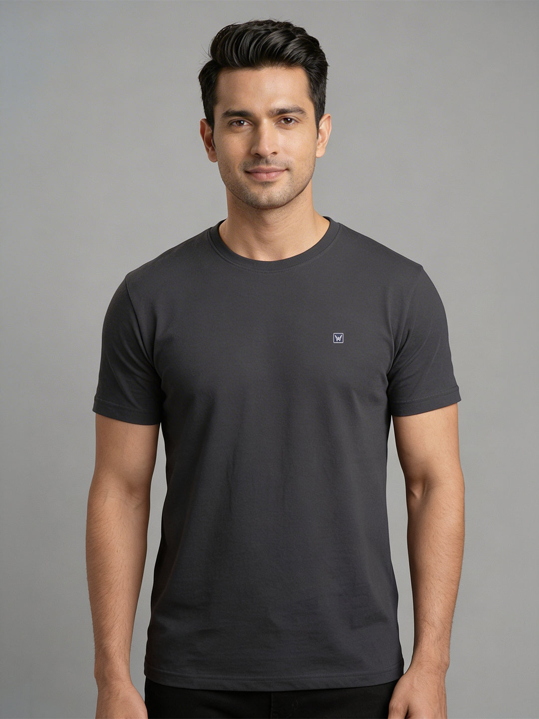 Men's Mill Grey Regular Fit Round Neck T-Shirt Crisper