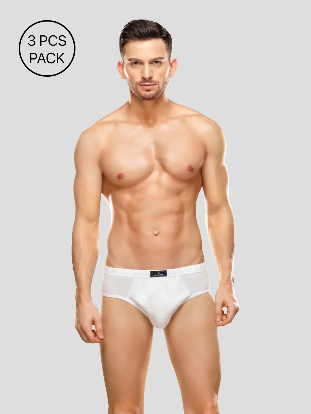 Men's Super Combed White Inner Elastic Brief Thunder (Pack of 3)