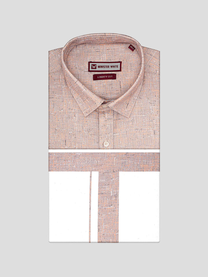 Men's Brown Color Digital Printed Shirt with Matching Printed Border Dhoti Combo Varnam