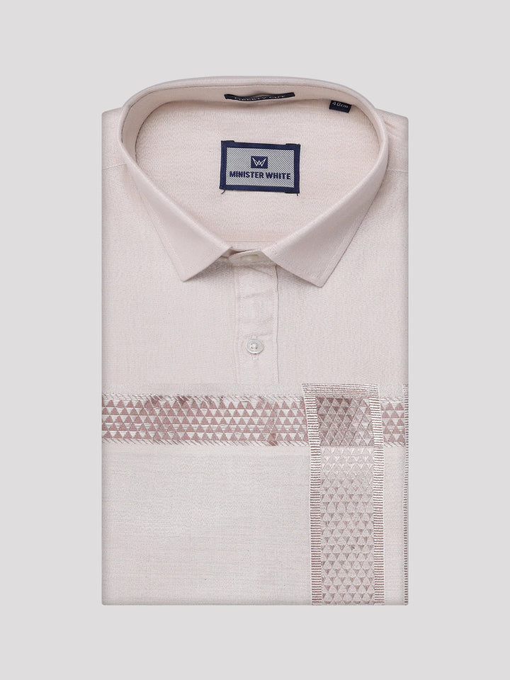 Men's Tissue Almond Shirt with Jacquard Fancy Border Dhoti Wedding Combo Nios