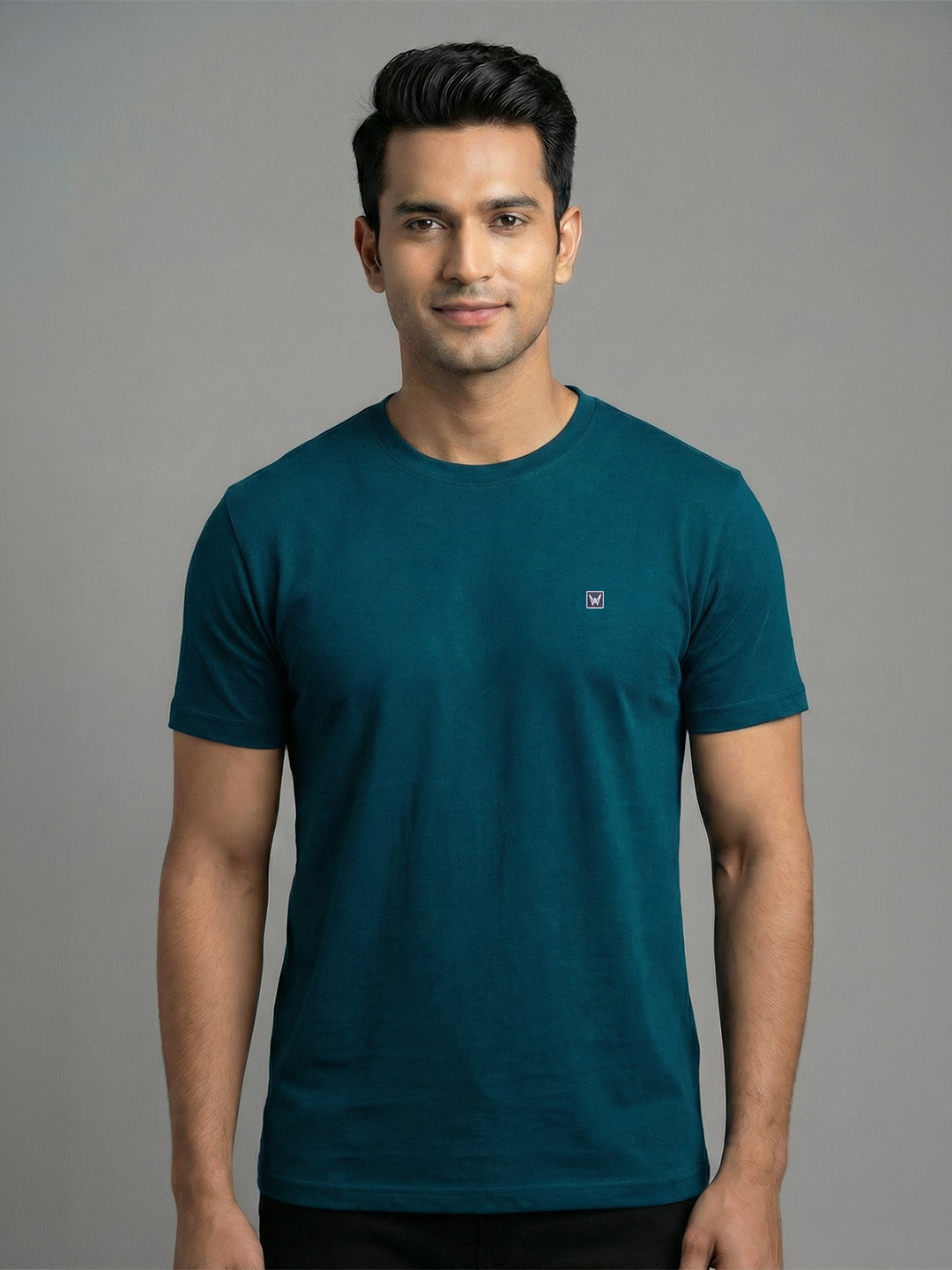 Men's Teal Regular Fit Round Neck T-Shirt Crisper