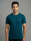Men's Teal Regular Fit Round Neck T-Shirt Crisper