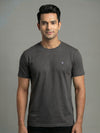 Men's Grey Regular Fit Round Neck T-Shirt Crisper